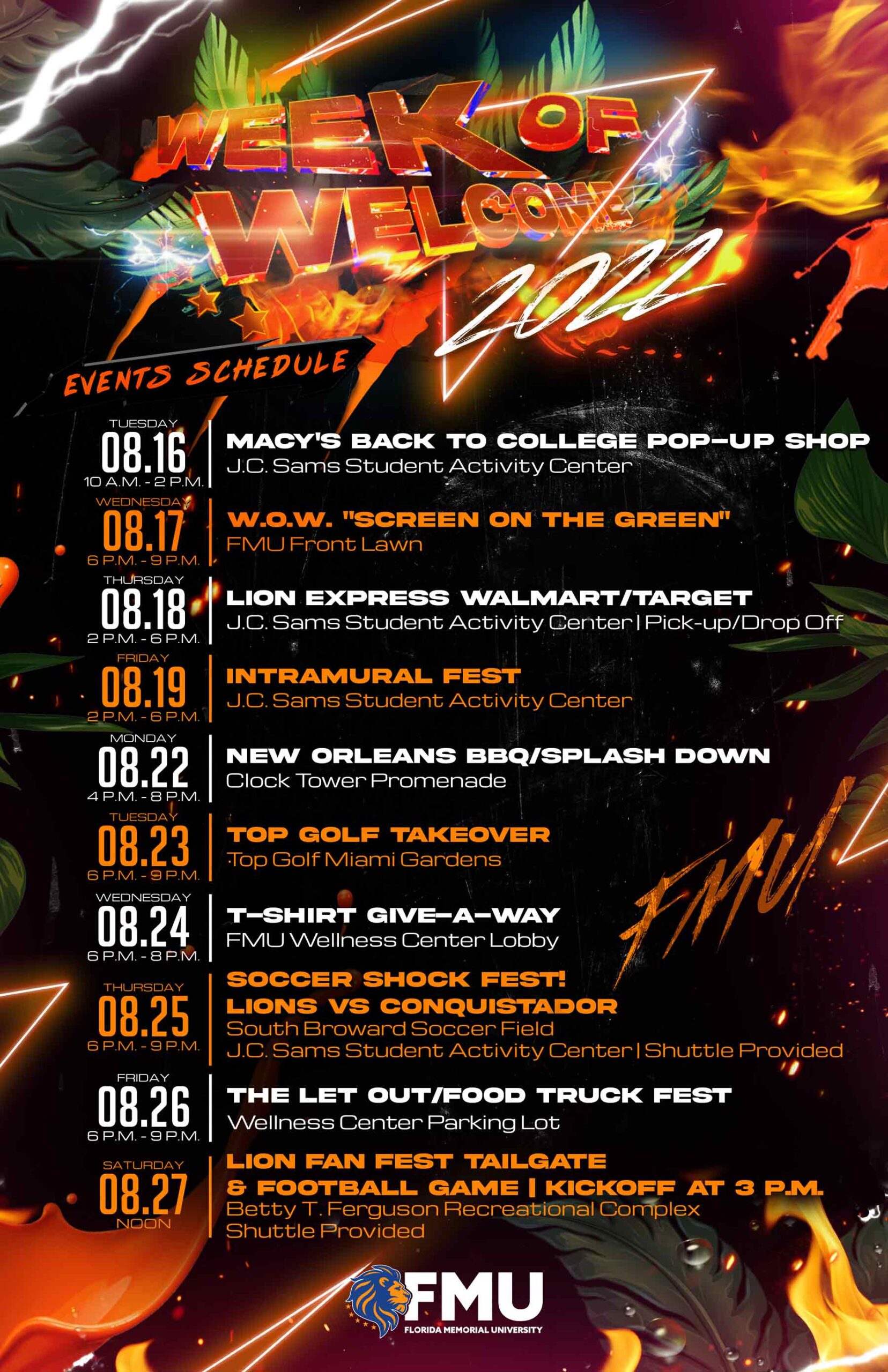 welcome week events flyer